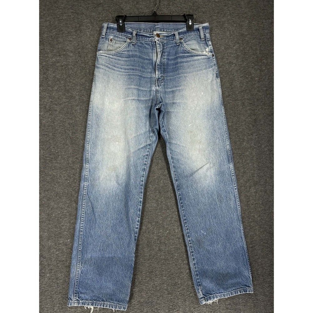 Vintage Dickies Jeans Men's 33x31 Blue Denim Whiskers Faded Distressed Straight